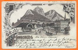 Gruss aus GUGGISBERG/BE -Dorfszene - braune Litho 1902 - rar