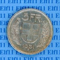 CHF___5.00 1931 Abart 10 Sterne über Kopf -vz 5 Franken