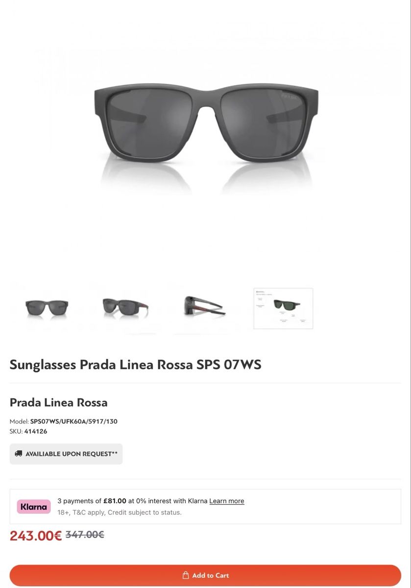 Prada Occhiali & Lenti: Sunglasses Prada Luna Rossa SPS 07WS UFK-60A  – Nuovo (secondo la descrizione) da Meilen venduto da mdiver83 7