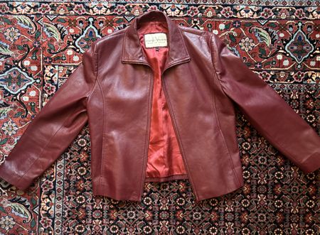 Lederjacke Vintage burgunderrot 