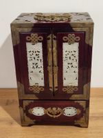 Asiatischer Schmuckschrank Mahagoni Holz, Messing,Esqueritst