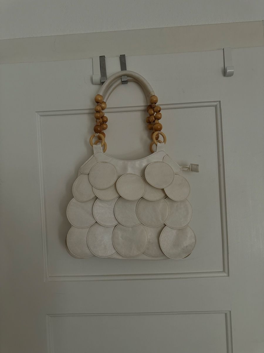 Borse da donna: Tasche mit Holzperlen-Griffen & Kreisdetails – Nuovo (secondo la descrizione) da Zürich venduto da liv_e