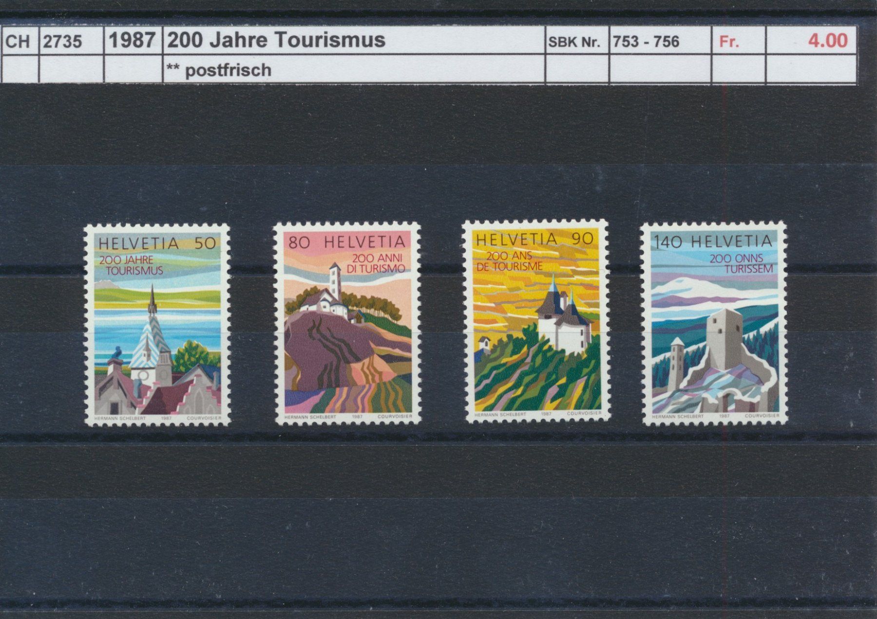 Alle Briefmarken: 1987 "200 Jahre Tourismus", ** postfrisch – Neu (gemäss Beschreibung) aus Winterthur von Zupogeru
