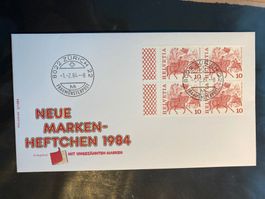 CH 1984 FDC MH-Blatt 10Rp. Sechseläuten Ortsstempel Zürich