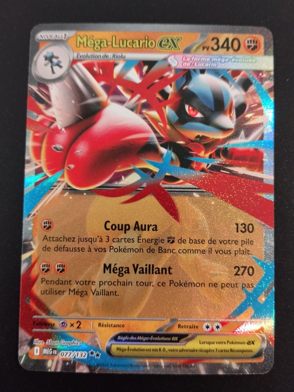 Pokémon Carte collezionabili: Pokémon Méga-Evolution: Méga-Lucario Ex 077/132 FR – Usato da Palézieux-Village venduto da oufoux08