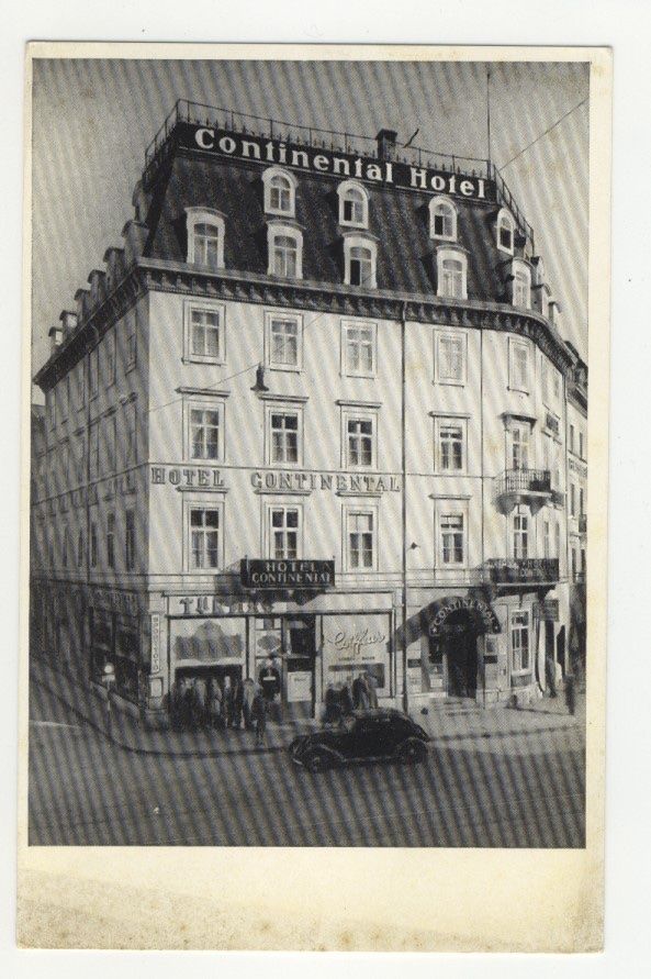 Ansichtskarten: Hotel Continental Basel - Oldtimer - belebt – Gebraucht aus Kirchberg BE von Mgh