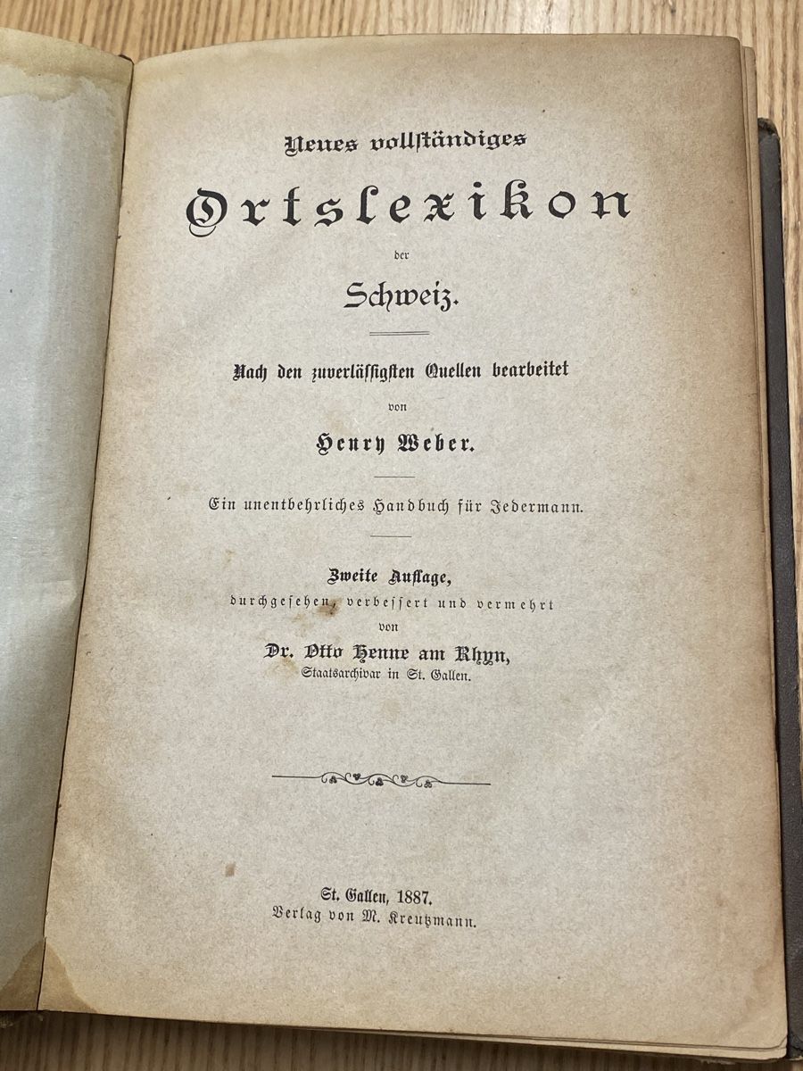 Libri: Ortslexikon Schweiz 1887 – Usato da Mosnang venduto da Goldwasser