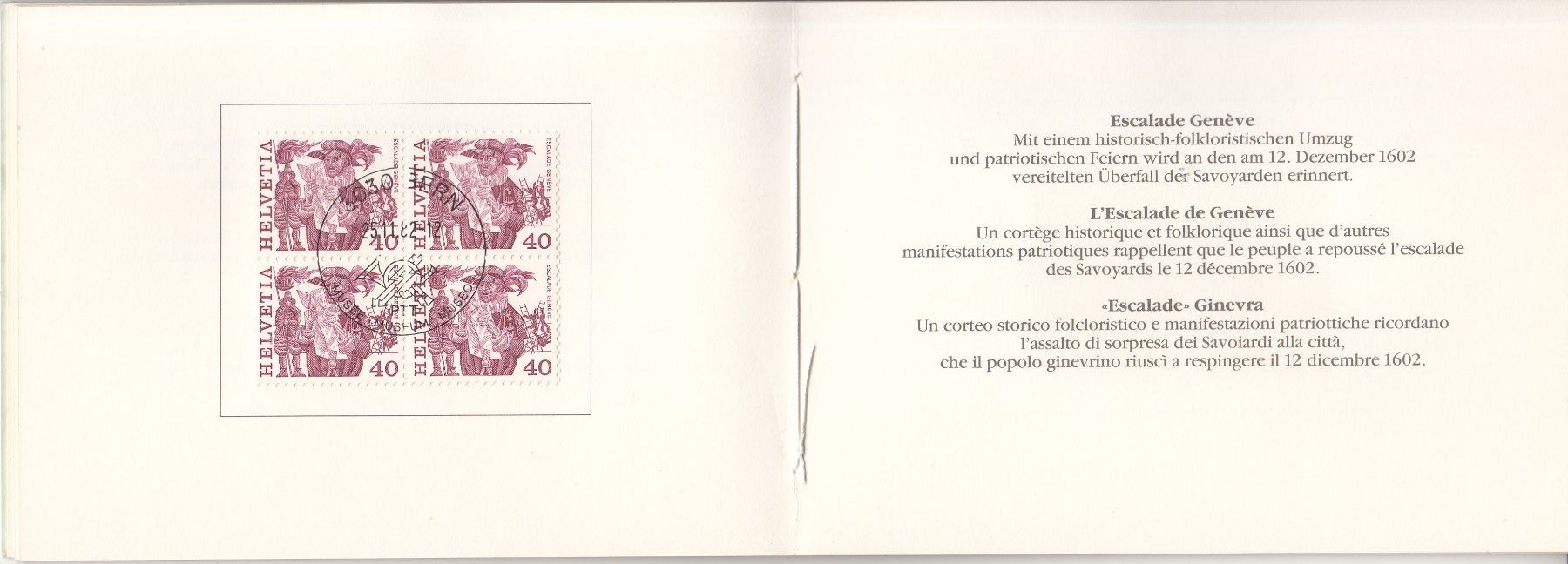 Tutti i francobolli: Volksbräuche 1977 4er-Block in PTT-Heftchen 1982 – Usato da Bürglen TG venduto da StampGraf 2