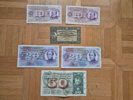 Banknotenlot Schweiz 6 Stück - 5 - 50 Franken - tolle Serie!