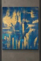 Gemälde Blau Gold handmade 50×60×4