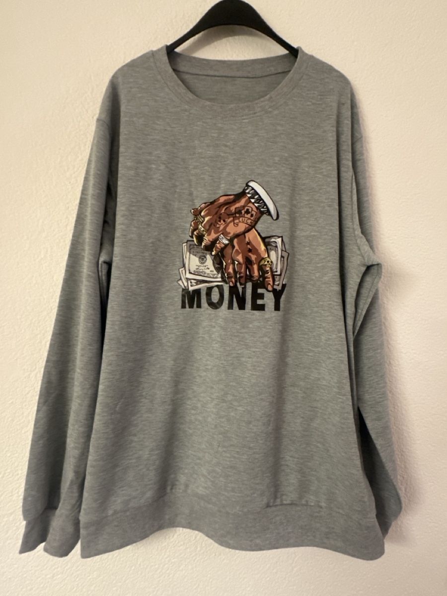 Pullover & Sweatshirts: Stylischer "Money" Sweater, Gr. XL, Grau – Neu (gemäss Beschreibung) aus Solothurn von Ib1a