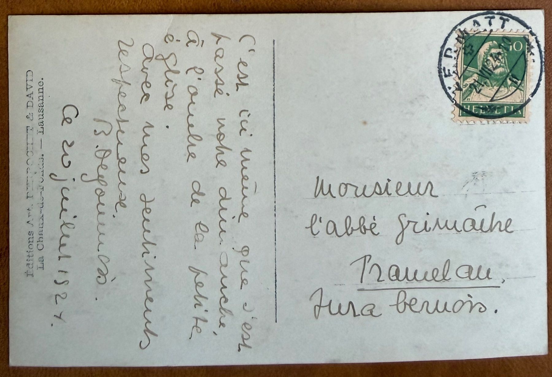 Ansichtskarten: Zermatt - Blatten 1924 – Gebraucht aus Lutry von Ediego 1