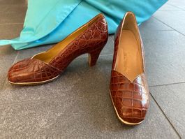 Lutomirsky Schuhe Krokodil-Leder Vintage NEU 36 Swiss Design