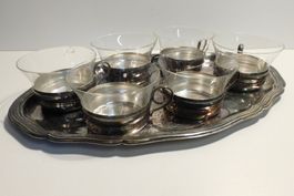Teeset 6 Personen versilbert alt - Kristall Gläser 6 Pers