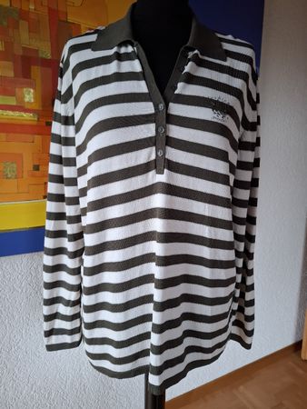 Langarmshirt Gr XL 44 46 Polo Kragen glitzer streifen nr 60