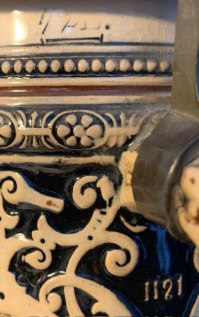 Bicchieri: Antiker Deutscher Bierkrug - model. Bild einer Bierstube – Usato da Gundetswil venduto da Egro100 9