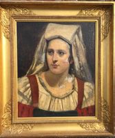 Huile L. Robert portrait d'une Italienne