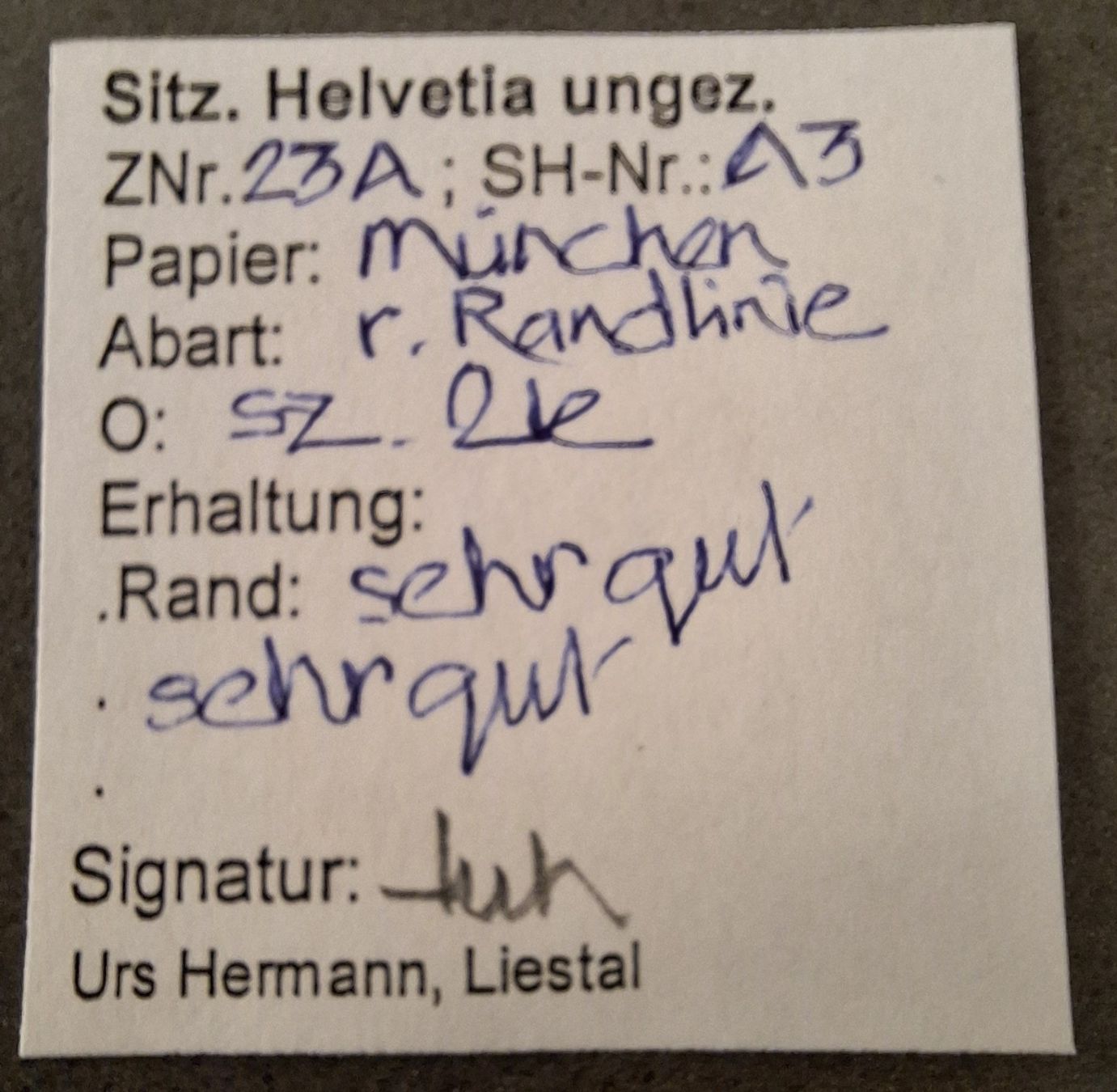 Tutti i francobolli: Strubel 23A3 sz Raute mit Befund Kat. 110.- – Usato da Balgach venduto da SIMEON27 2