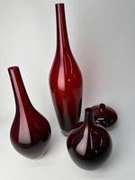 Lot de 4 vases en verre rouge IKEA Johanna Jelinek