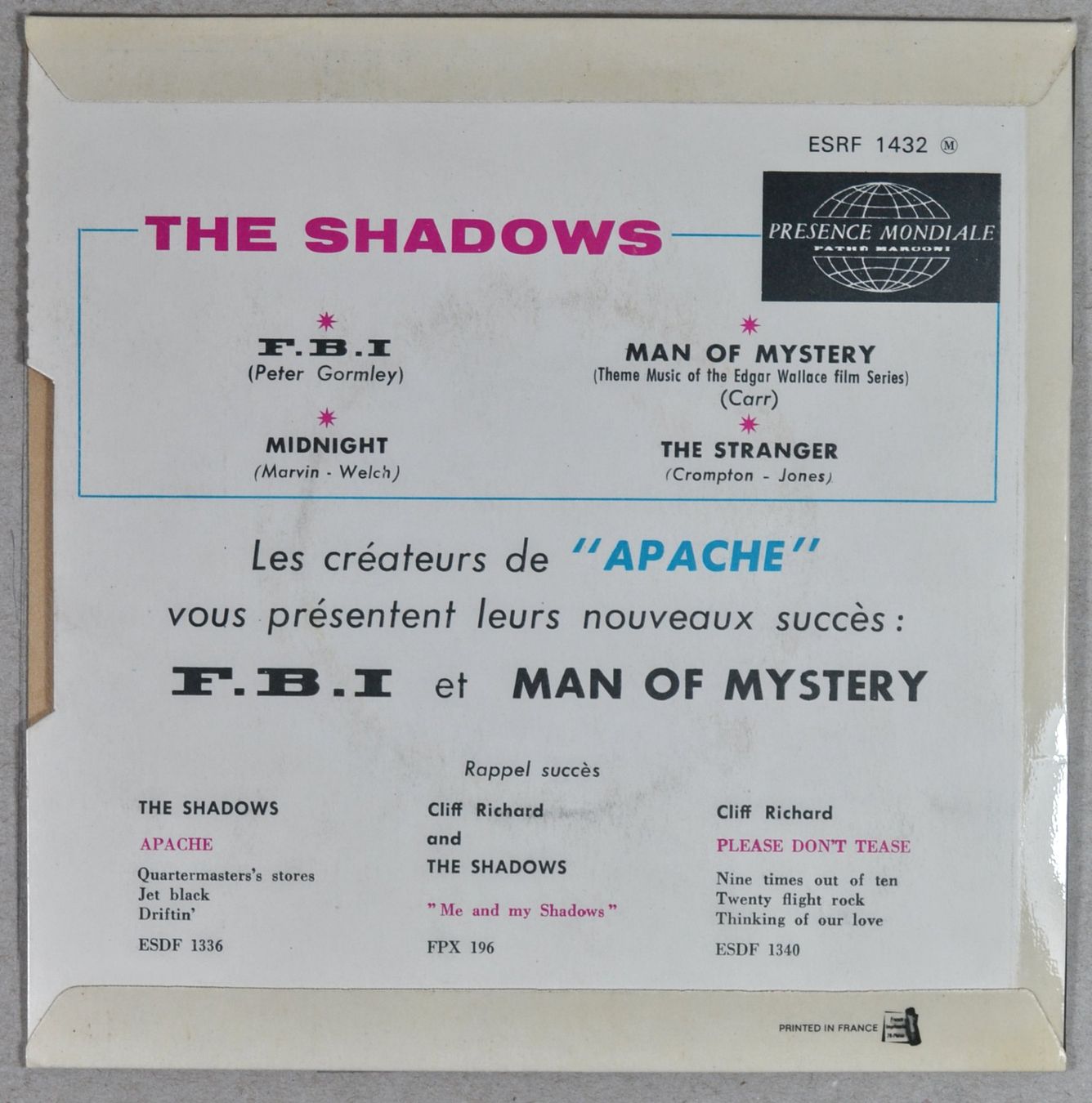 Dischi in vinile: EP: THE SHADOWS - F.B.I. – Usato da Frenkendorf venduto da Yard-Sale-2000 1