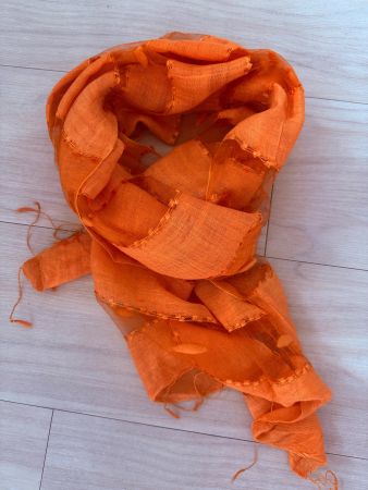 Edler Sommerschal, orange, in Wildseide, 55x175cm