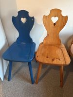 Stuhl Holz blau mit Herzmotiv Kinderstuhl