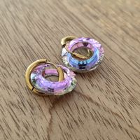 Ohrringe Goldfarben mit bunten Kristallen neu