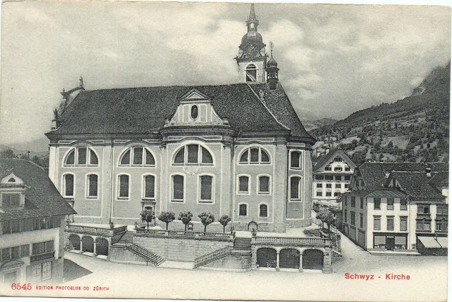 Ansichtskarten: SCHWYZ Kirche – Neu (gemäss Beschreibung) aus Jona von philajona