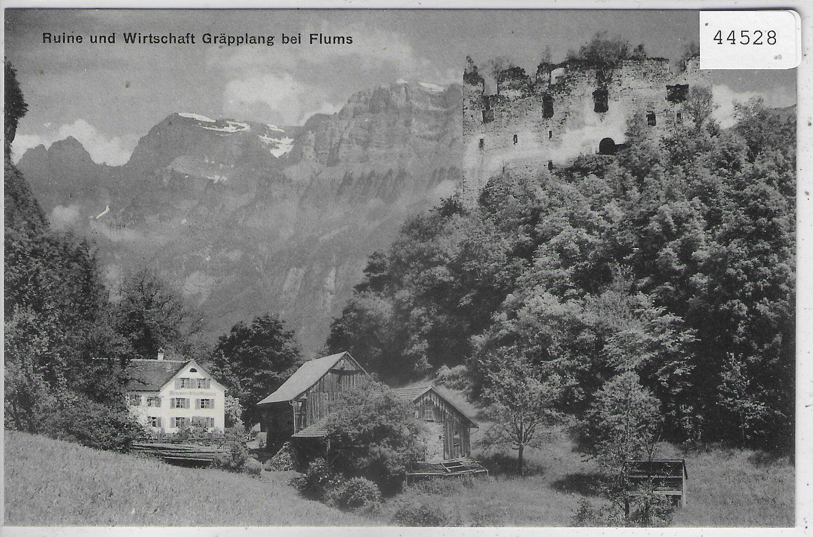 Cartoline postali: Ruine und Wirtschaft Gräpplang bei Flums – Usato da Ettingen venduto da Kartenplanet