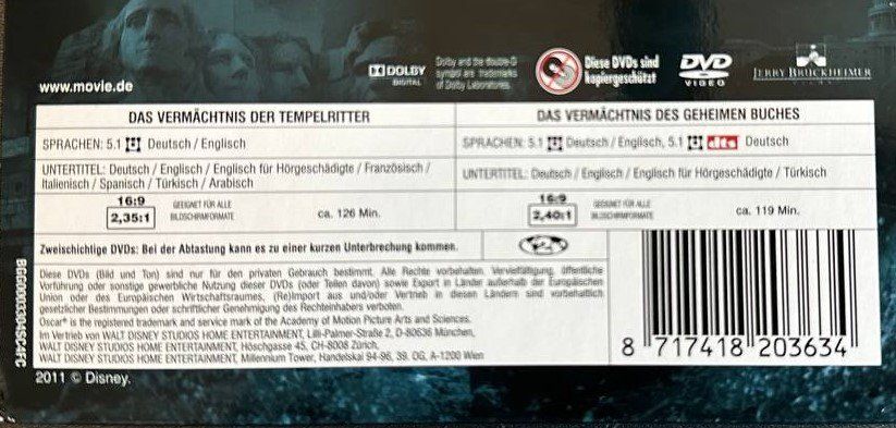 Tutti i DVDs: Nicolas Cage - Schatzjäger Doppelpack & Letzter Tempelritter – Usato da Beringen venduto da Mantafisch1 4