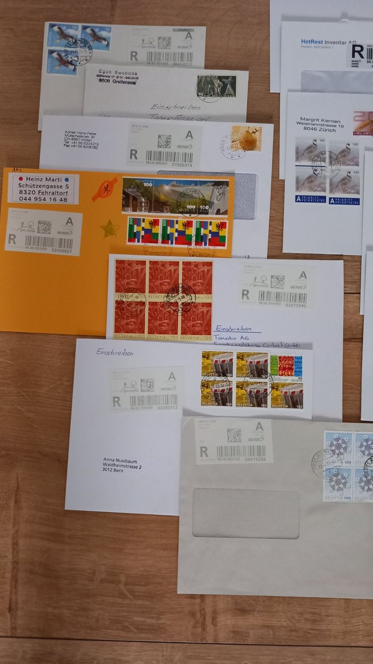 Alle Briefmarken: 22 R-Briefe – Gebraucht aus Langnau am Albis von Charlytheant 1