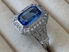 Luxus Elegante Gr.19/9 Ring Farbe:Zirkonia  Silber /blau