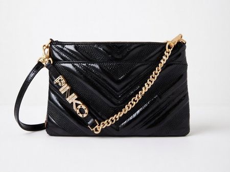 Pinko - Sac pochette noir verni, neuf
