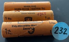 (Nr. 232) 3 Rollen 1 Räppler (3x Originalrollen à 50 Münzen)