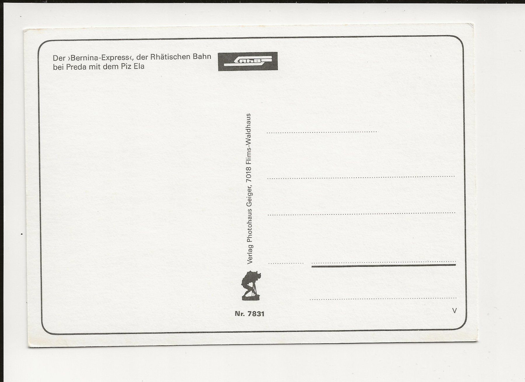 Cartoline postali: AK ca. 1980 Bernina Express  Rhätische Bahn – Usato da Greifensee venduto da 315WDO 1