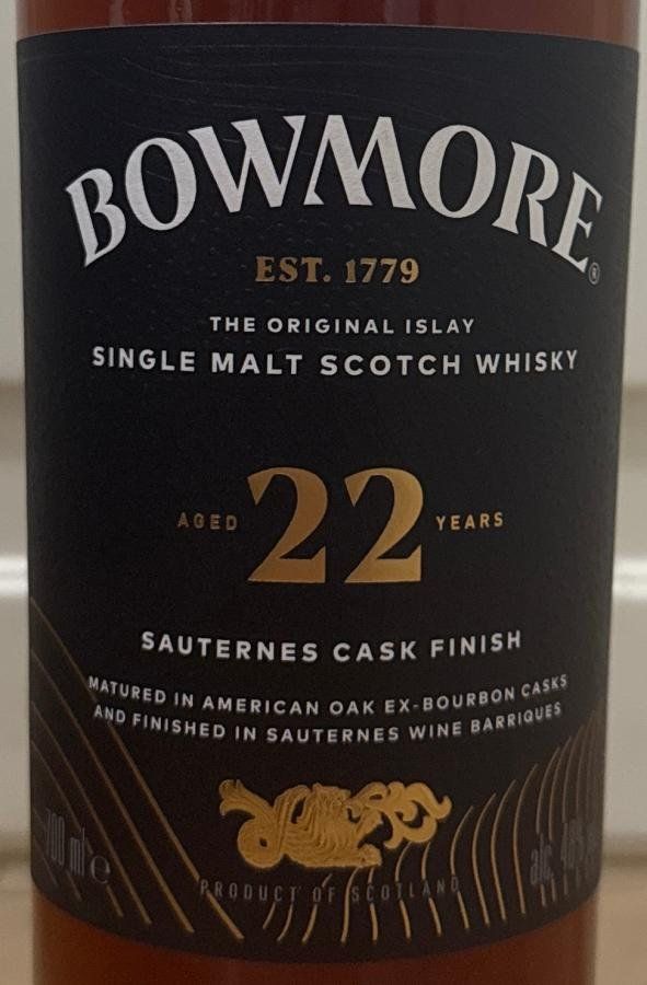 Bowmore Bevande alcoliche: Bowmore 22 Sauternes Cask – Nuovo e nell'imballaggio originale da Eglisau venduto da d.alvarez1.ch