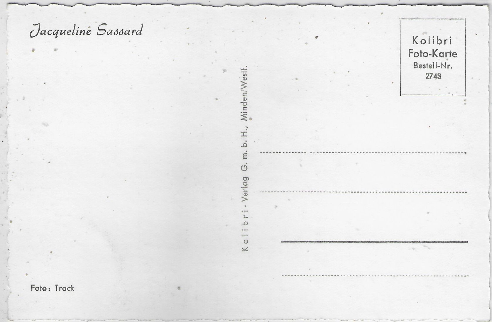 Cartoline postali: Jacqueline Sassard Schauspielerin - UFA – Usato da Ettingen venduto da Kartenplanet 1