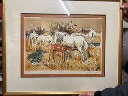 Œuvre d'art encadrée : lithographie d'Yves Brayer