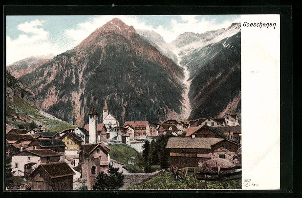 Cartoline postali: AK Goeschenen, Teilansicht mit Kirche – Usato da Berlin venduto da bartko-reher