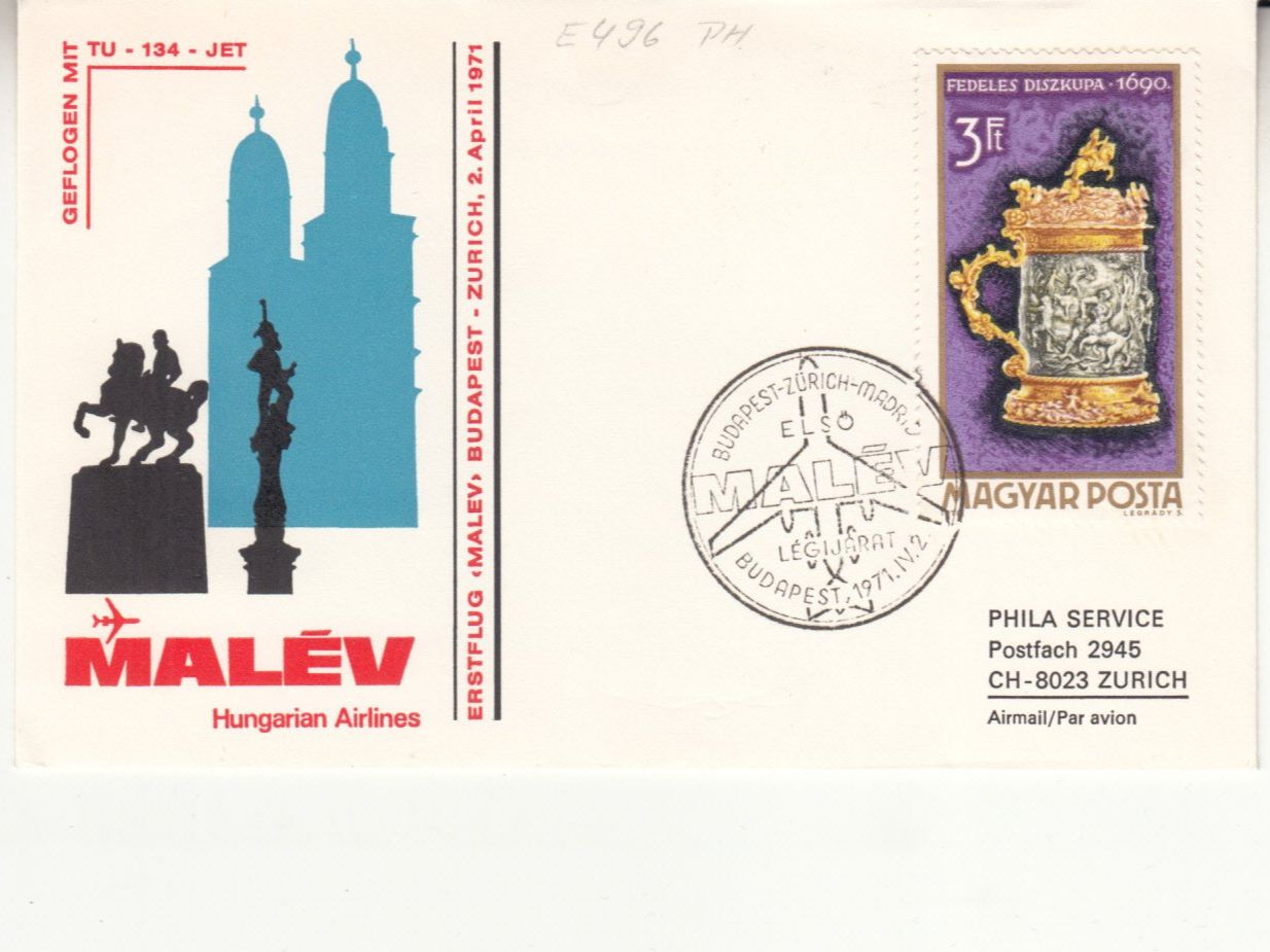 Alle Briefmarken: SLH RF 71.10 a Budapest - Zürich – Gebraucht aus Bürglen TG von StampGraf