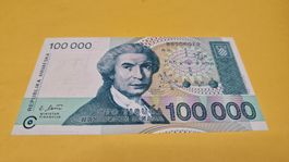 Kroatien 100'000 Dinara Banknote, Top Zustand, Selten! 1993