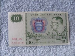 Sammlerstück! Schwedische 10 Kronen Note, Jahrgang 1984