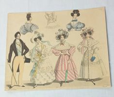 Antike Lithographie Mode Illustration Paris 1830 No.1