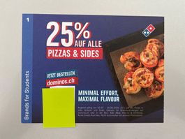 Dominos Pizza 25% Rabattgutschein Fast Food