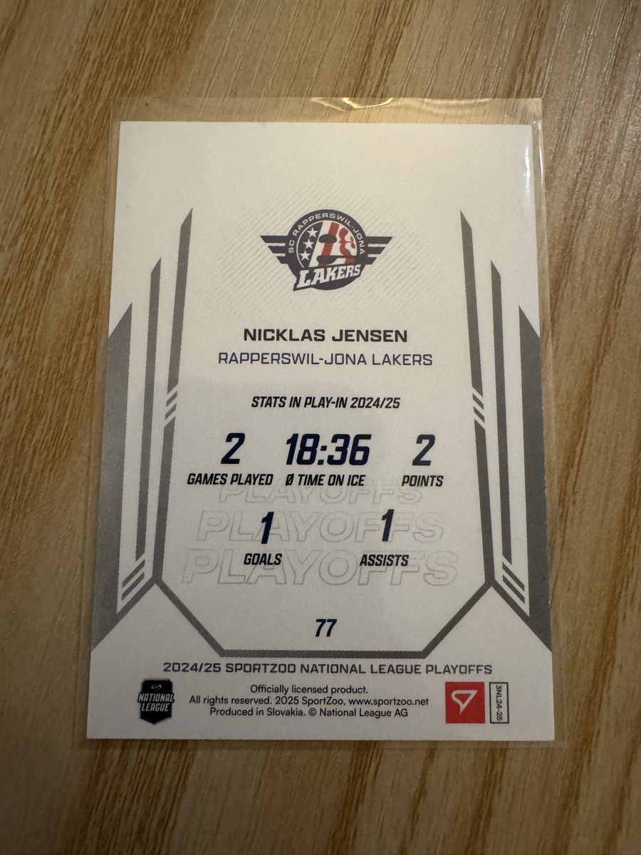 Sportzoo Carte collezionabili: Nicklas Jensen - Blue 29/30 - Playoff Series – Nuovo e nell'imballaggio originale da Bellinzona venduto da BipBipBoom 1