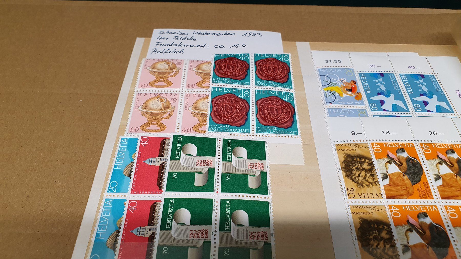 Tutti i francobolli: Schweizer Werbemarken Konvolut 1983 4er Blöcke postfrisch – Usato da Richigen venduto da Auerhahn11 1