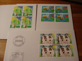 Liechtenstein 2003, Kinderzeichnungen, FDC Satz,Einzel + 4er