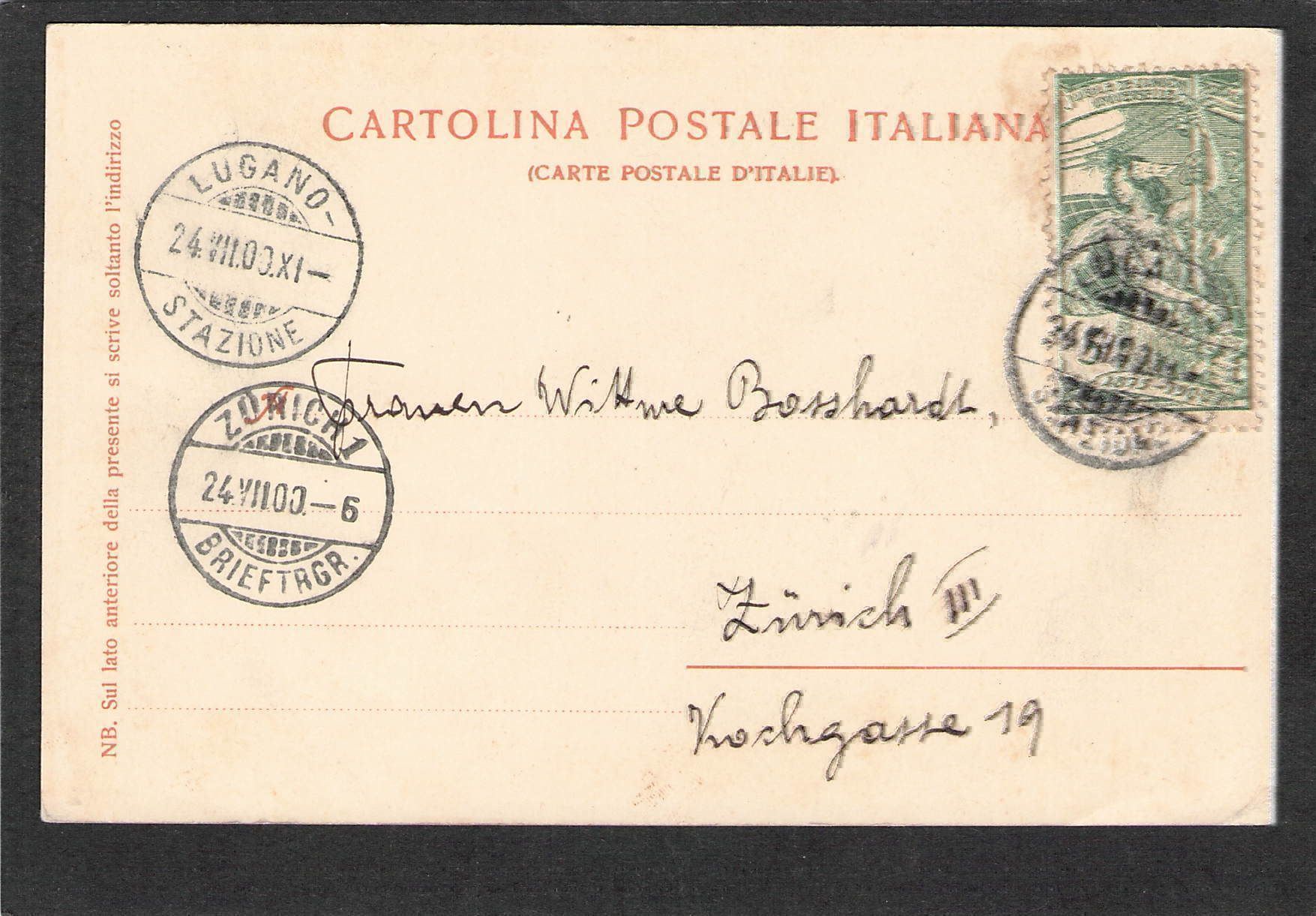 Cartes postales: CP. TI Lugano Via Nassa , 1900 – D'occasion à Reichenburg par Pipo-67 1
