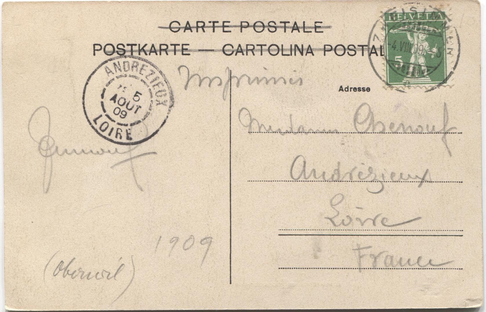 Cartoline postali: Landwirtschaft 1909 Oberwil ? im Simmental – Usato da Wil SG venduto da Clanx 1