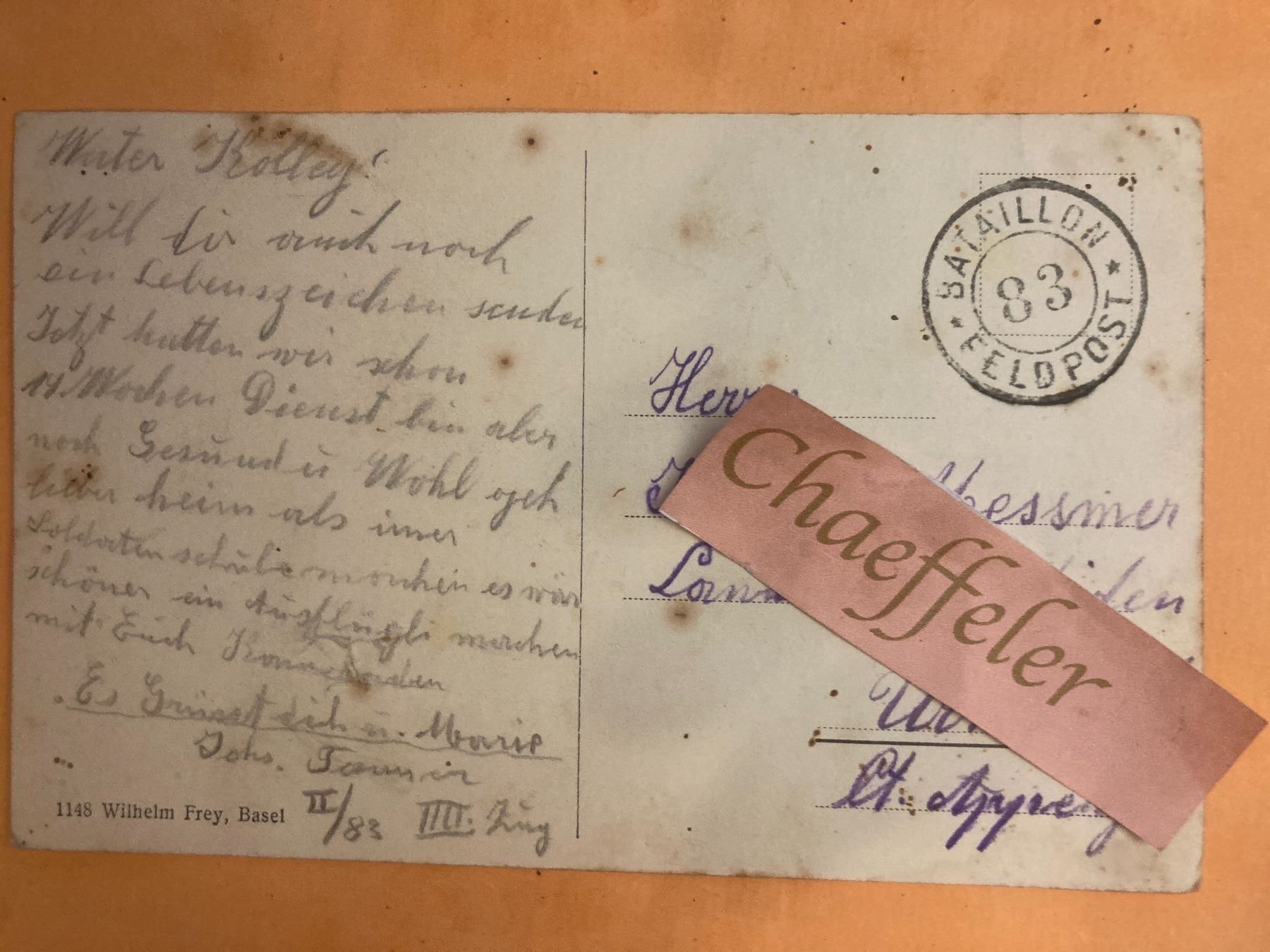 Cartes postales: Reigoldswil. -  Feldpost – D'occasion à Zürich par Chaeffeler 1